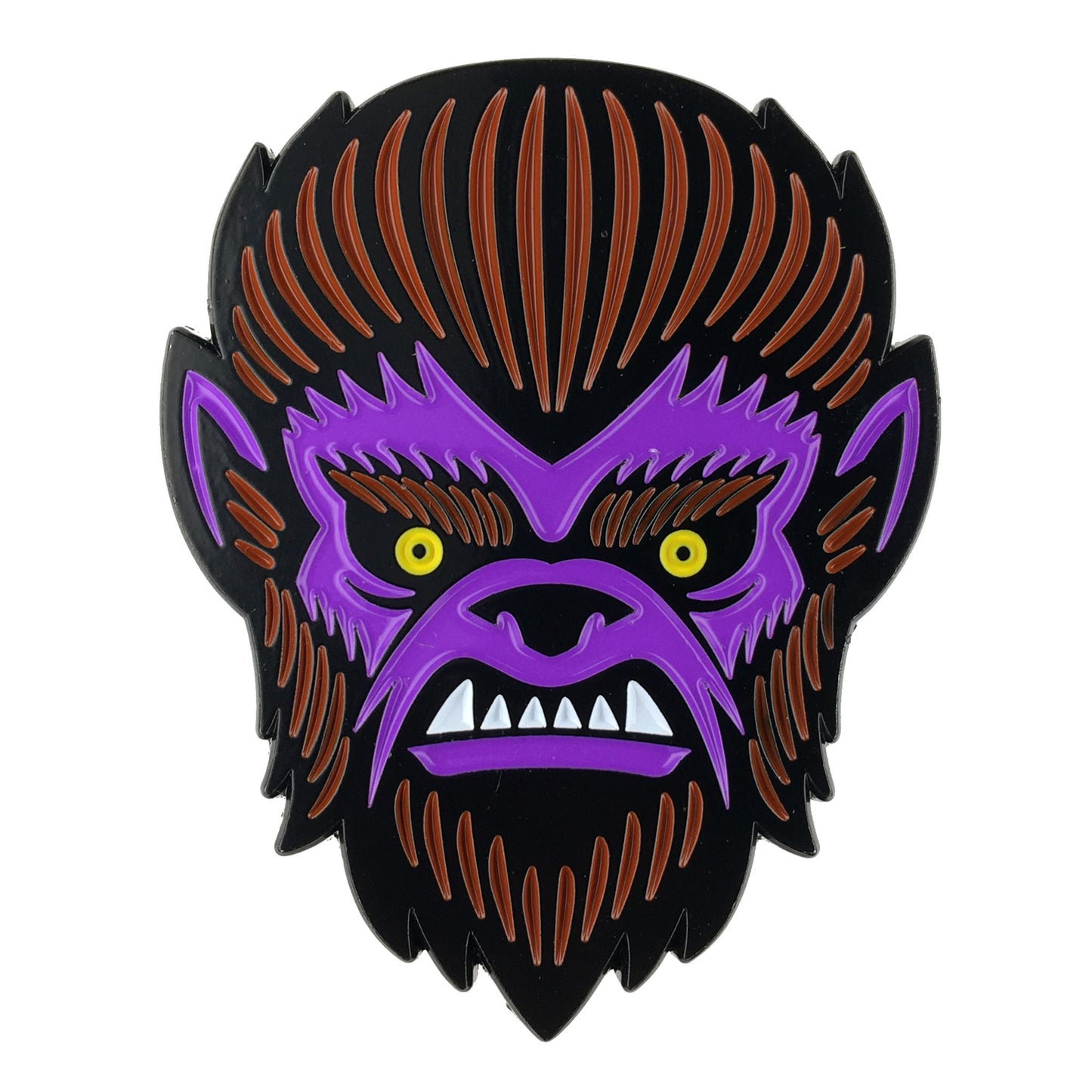 Wolf Man werewolf horror monster head enamel pin by Monsterologist