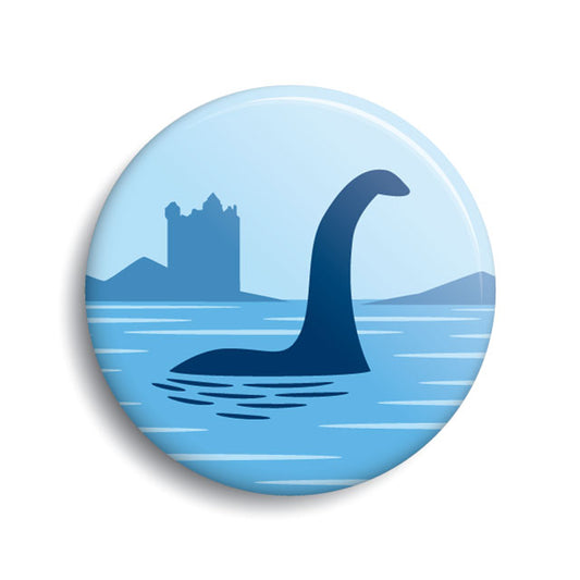 Loch Ness Monster pin-back button art by Monsterologist 