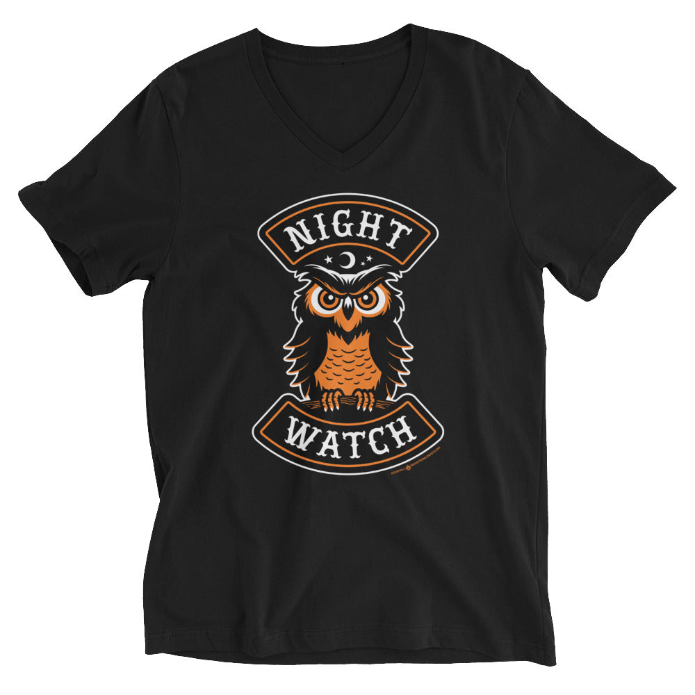 Night Watch Owl Halloween Biker V-Neck T-Shirt