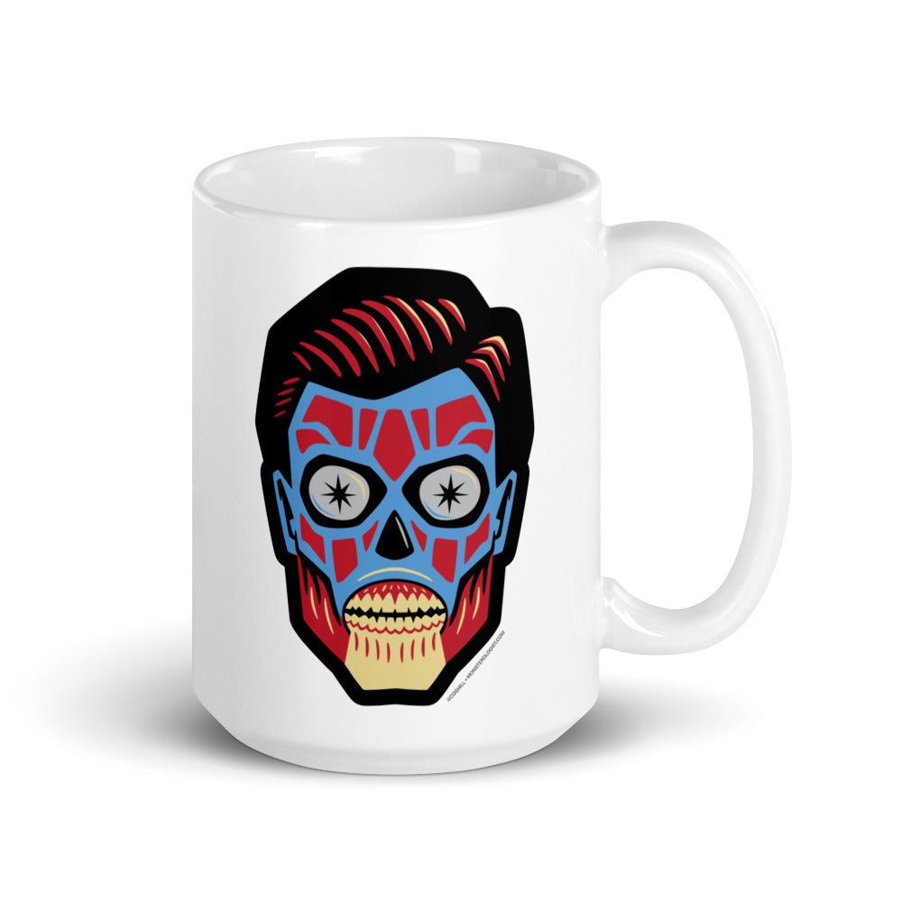 They Live Alien Head coffee mug