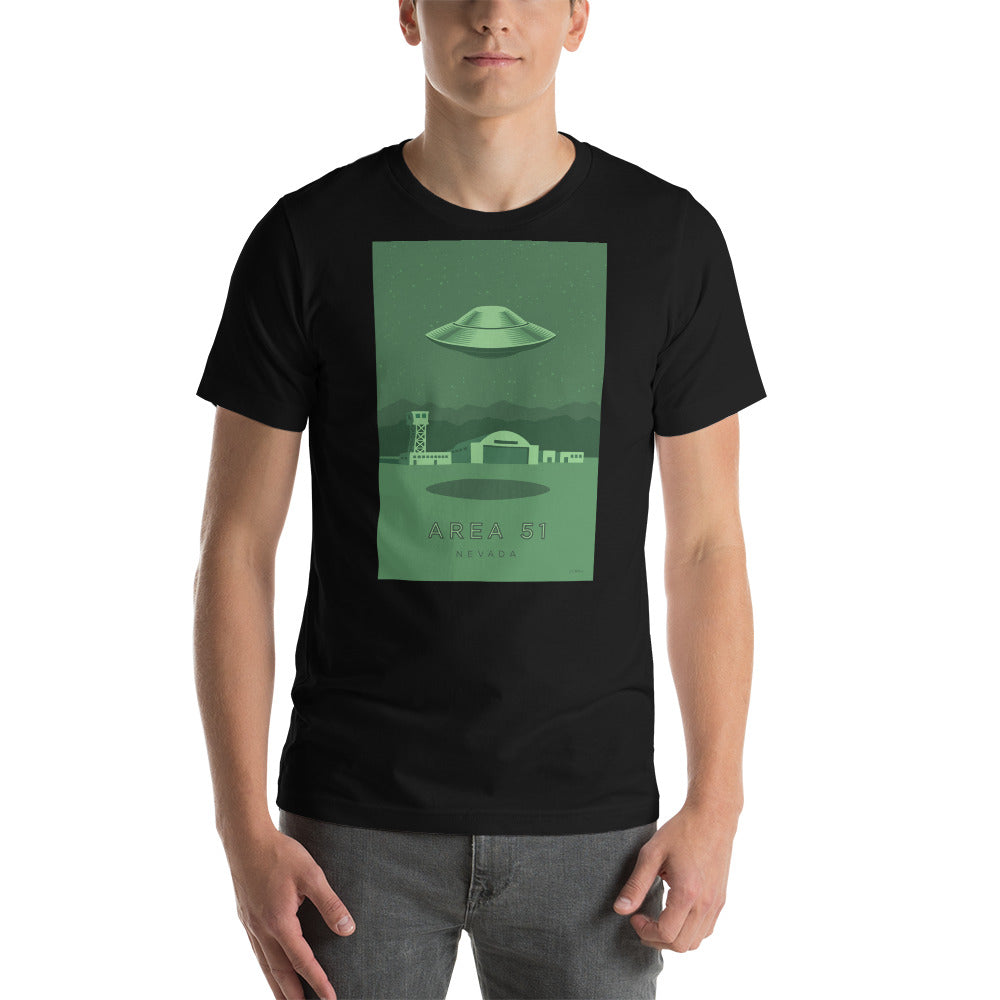 Area 51, Nevada UFO travel poster t-shirt